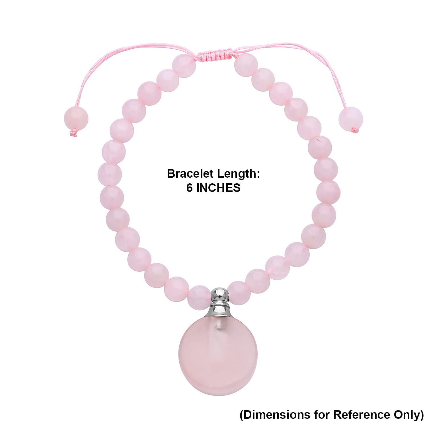 Galilea Rose Quartz 65.00 ctw Beaded Bracelet in Silvertone (6-8.5In)