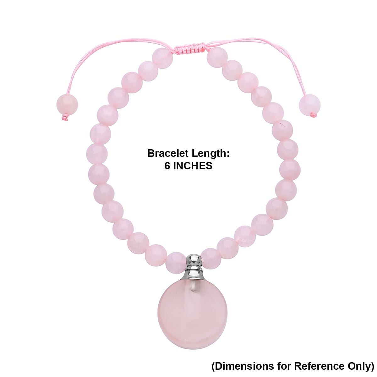 Galilea Rose Quartz 65.00 ctw Beaded Bracelet in Silvertone (6-8.5In) image number 6