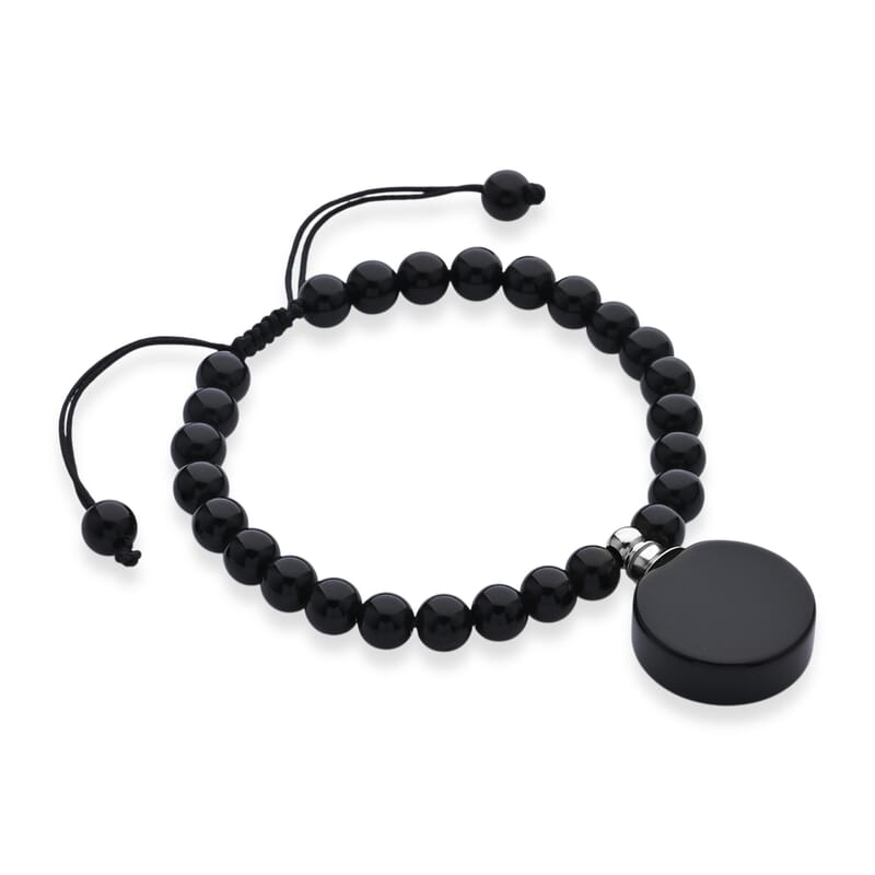 Black Obsidian 65.00 ctw Beaded Bracelet in Silvertone (6-8.5In)