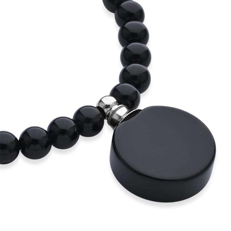 Black Obsidian 65.00 ctw Beaded Bracelet in Silvertone (6-8.5In)