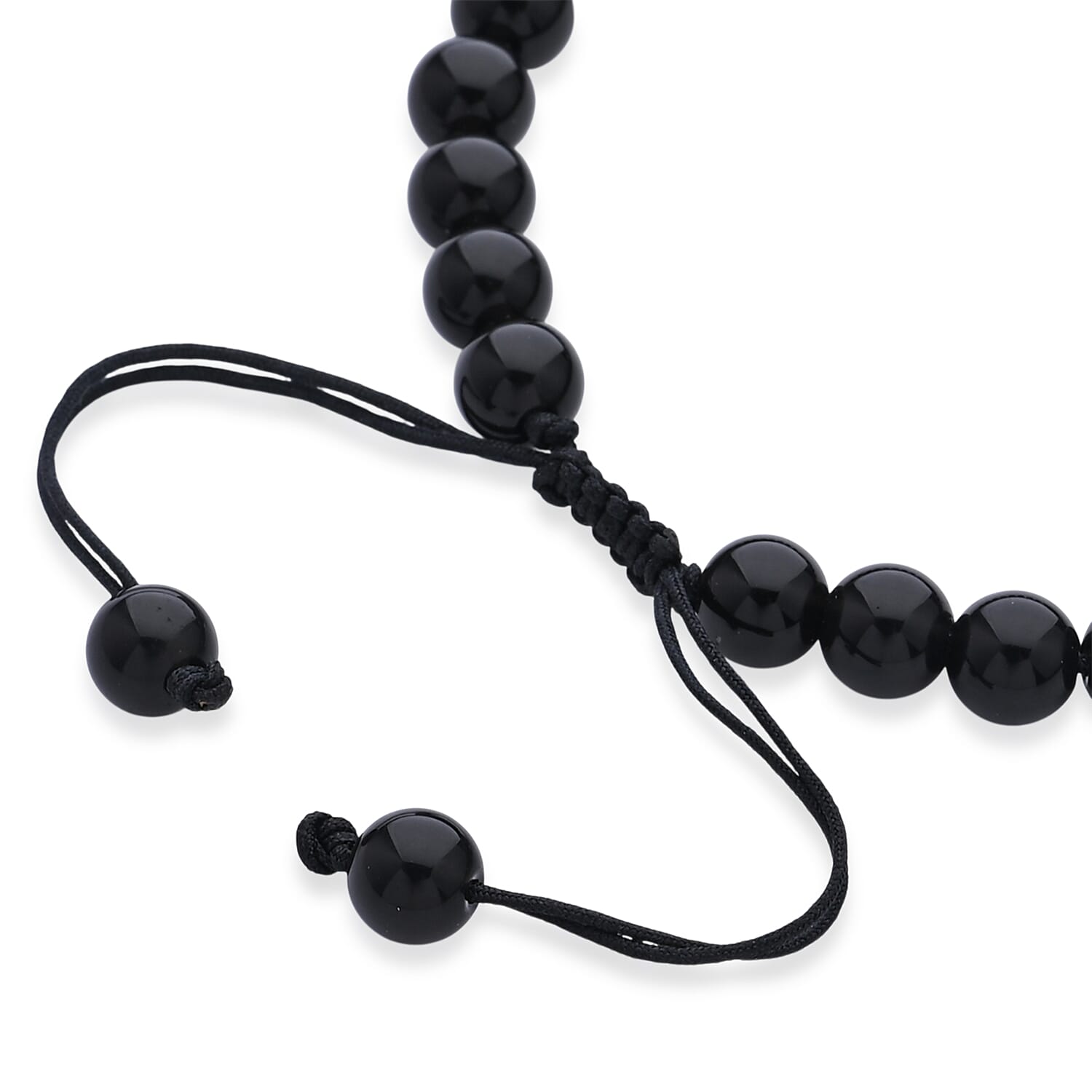 Black Obsidian 65.00 ctw Beaded Bracelet in Silvertone (6-8.5In)