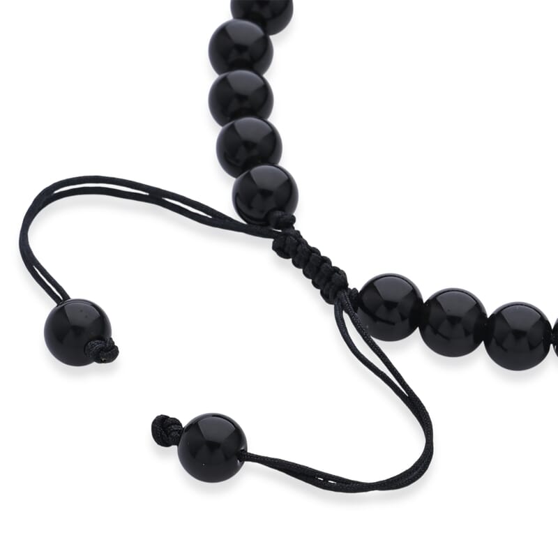 Black Obsidian 65.00 ctw Beaded Bracelet in Silvertone (6-8.5In)