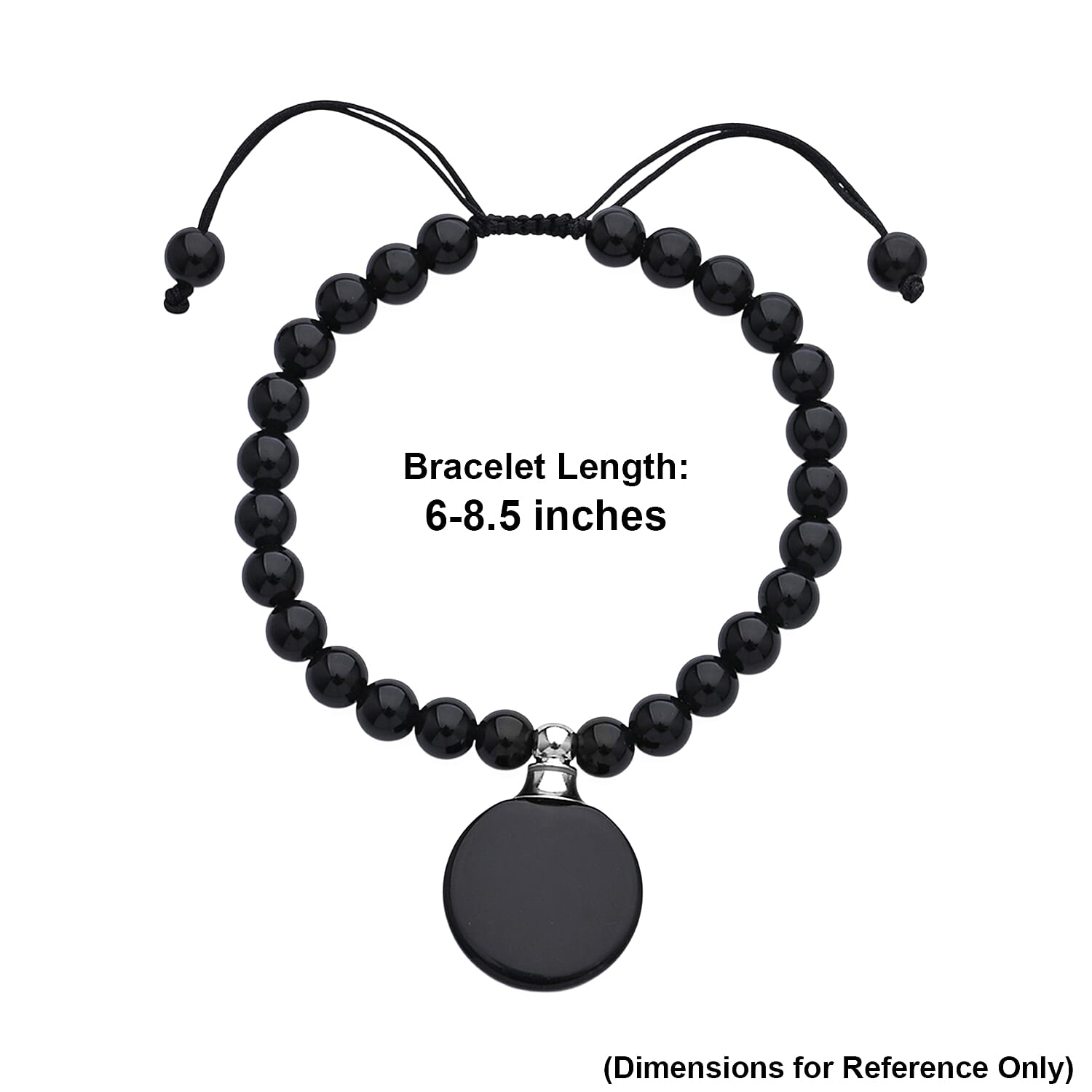 Black Obsidian 65.00 ctw Beaded Bracelet in Silvertone (6-8.5In)