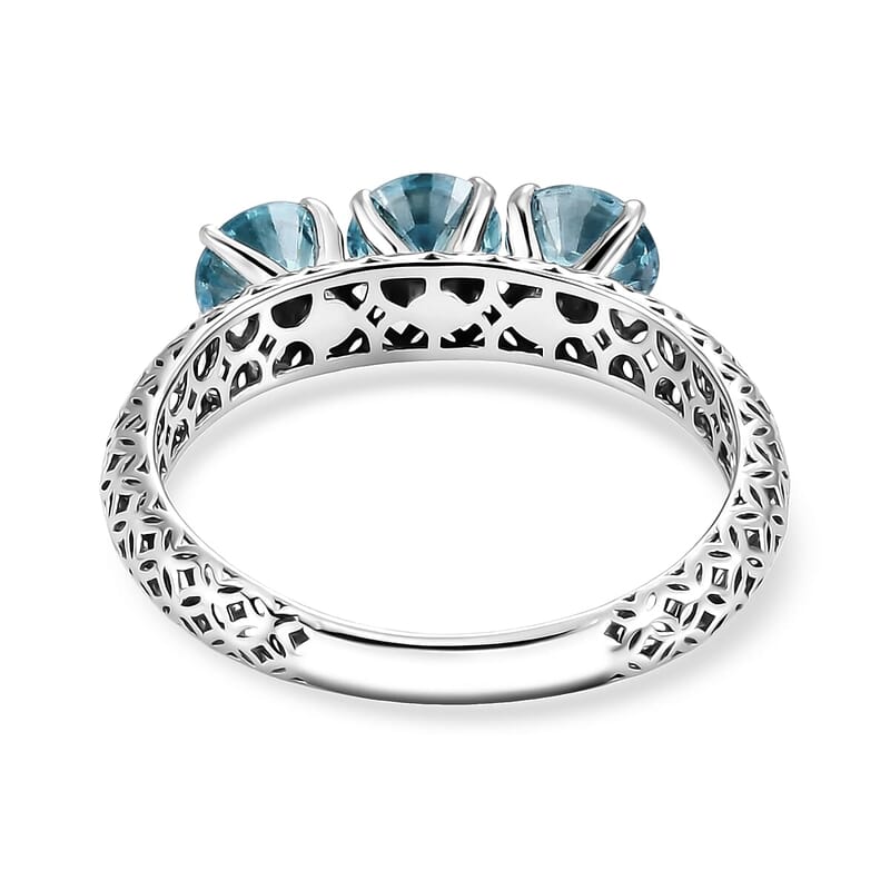 AAA Cambodian Blue Zircon 3.15 ctw Ring in 950 Palladium (Size 6.0)