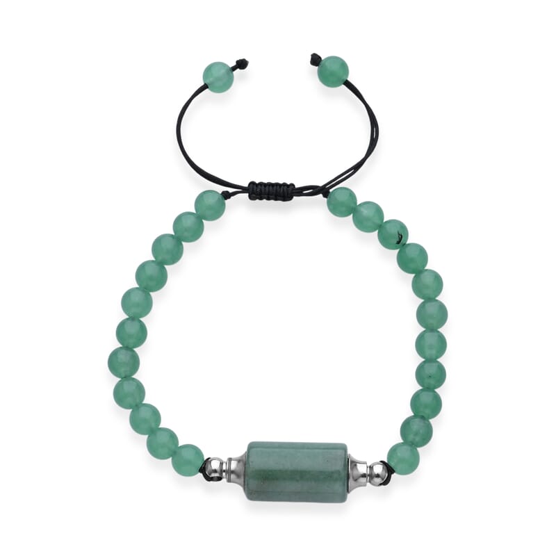 Green Aventurine 70.00 ctw Beaded Bracelet in Silvertone (6-8.5In)