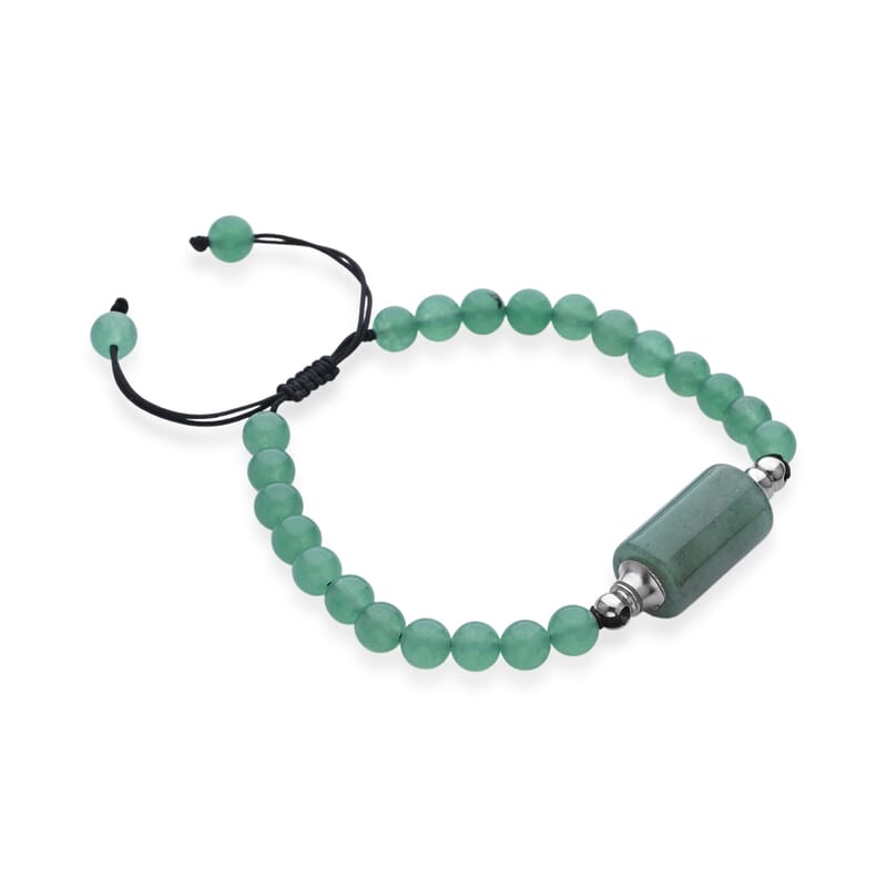 Green Aventurine 70.00 ctw Beaded Bracelet in Silvertone (6-8.5In)