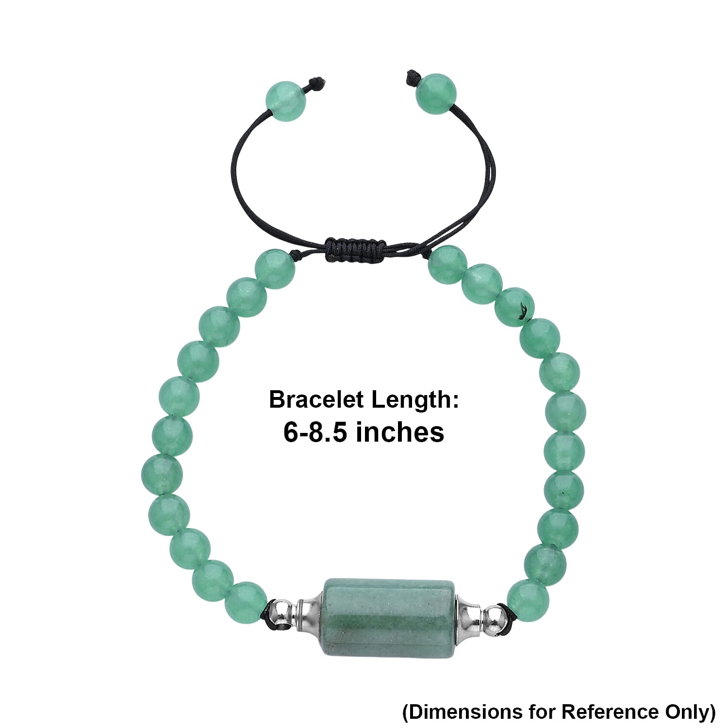 Green Aventurine 70.00 ctw Beaded Bracelet in Silvertone (6-8.5In)
