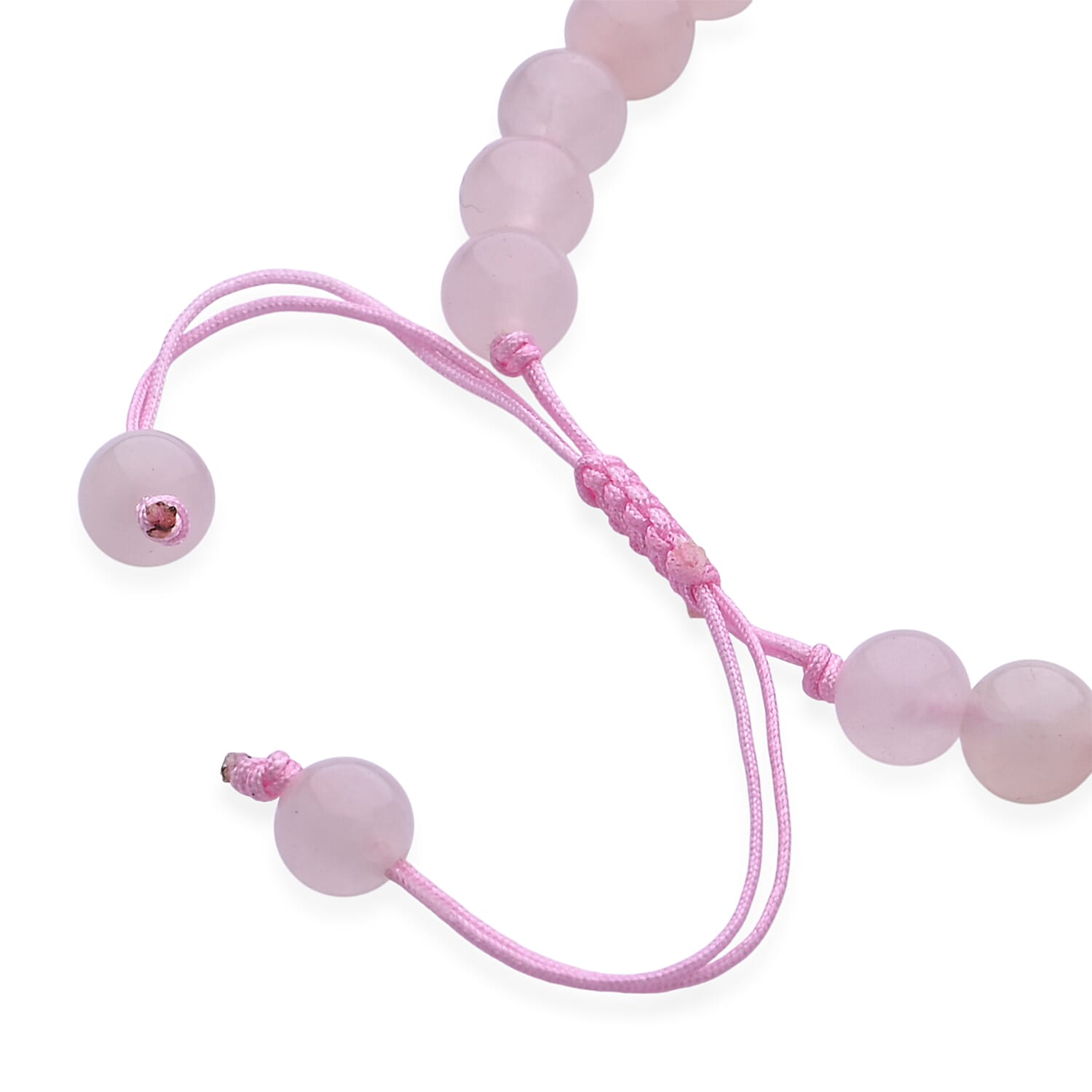 Galilea Rose Quartz 70.00 ctw Beaded Bracelet in Silvertone (6-8.5In)