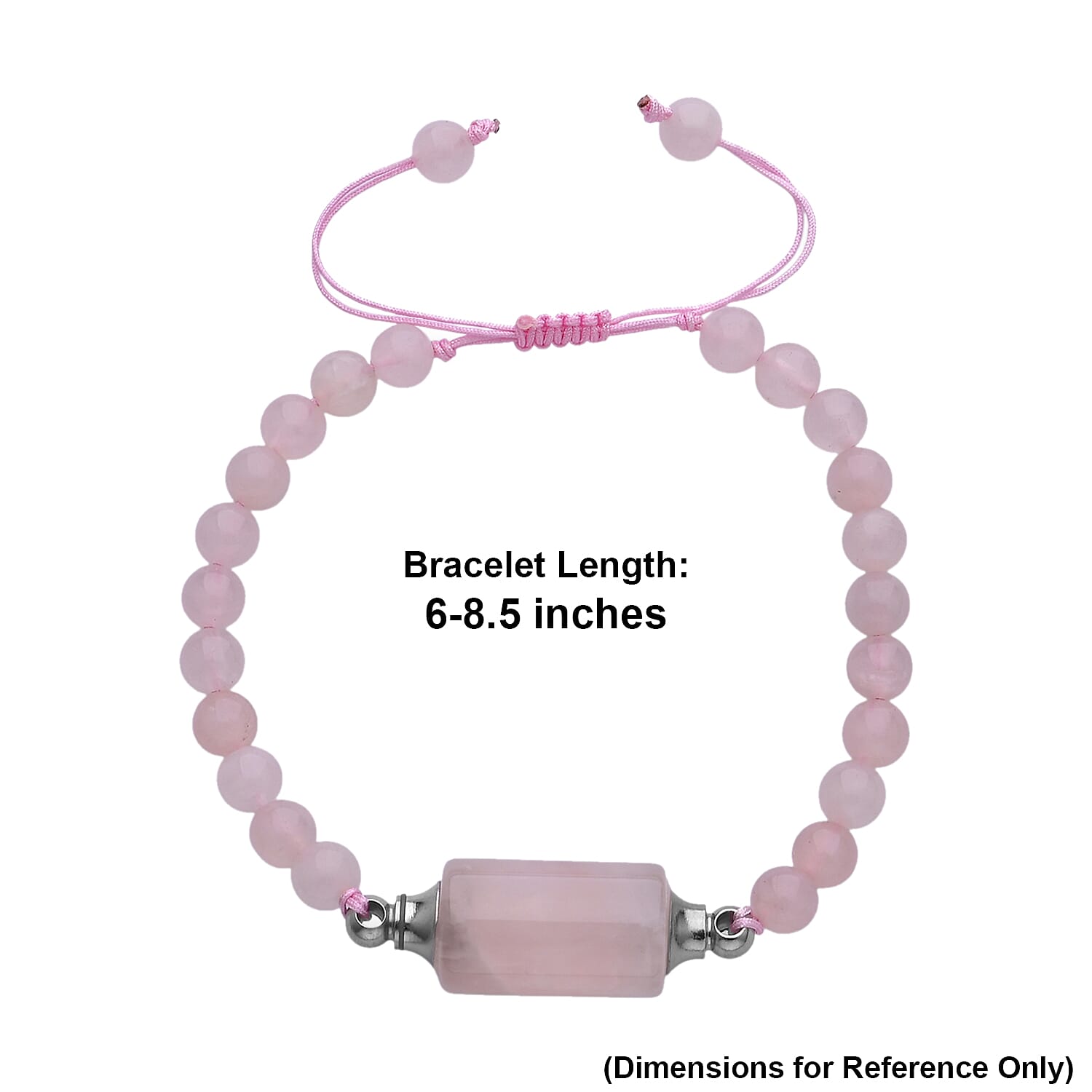 Galilea Rose Quartz 70.00 ctw Beaded Bracelet in Silvertone (6-8.5In)
