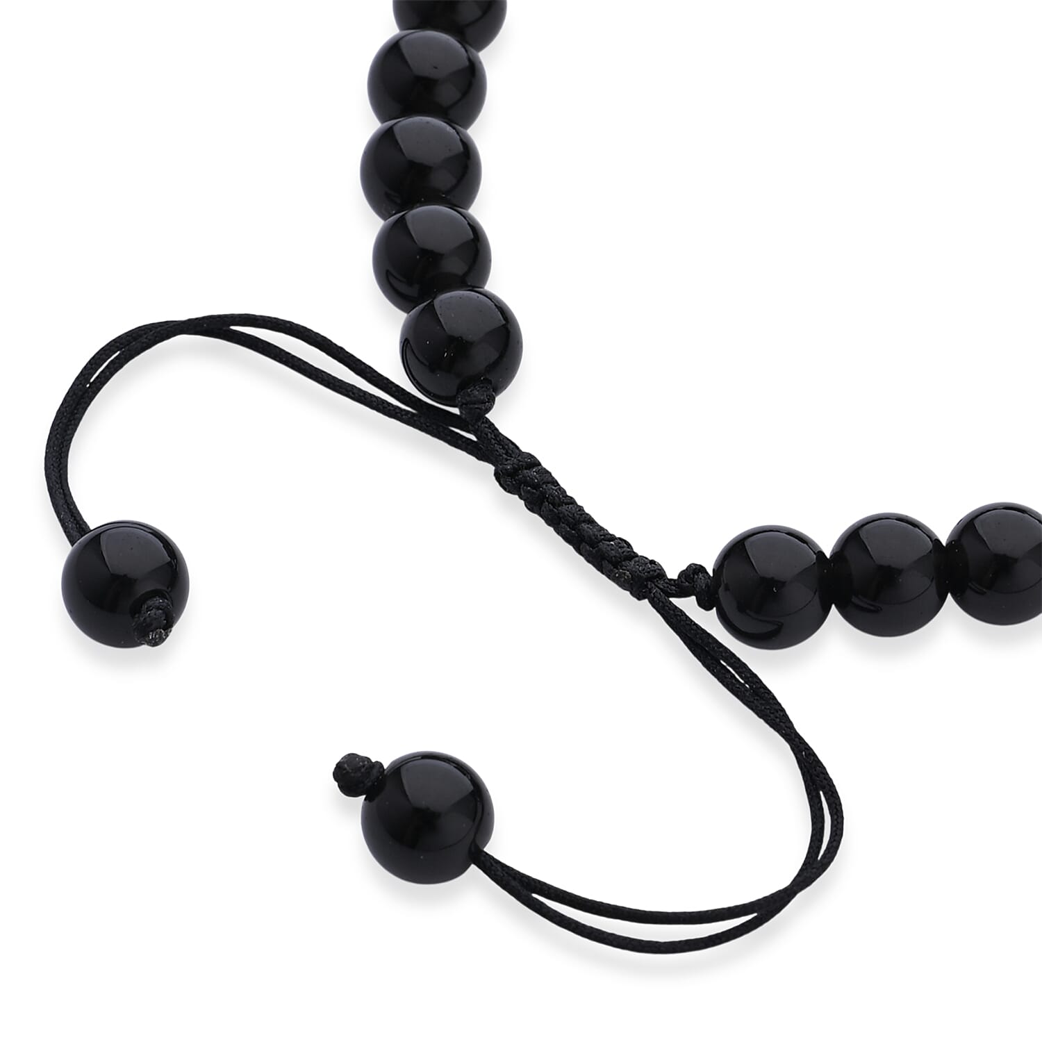 Black Obsidian 70.00 ctw Beaded Bracelet in Silvertone (6-8.5In)