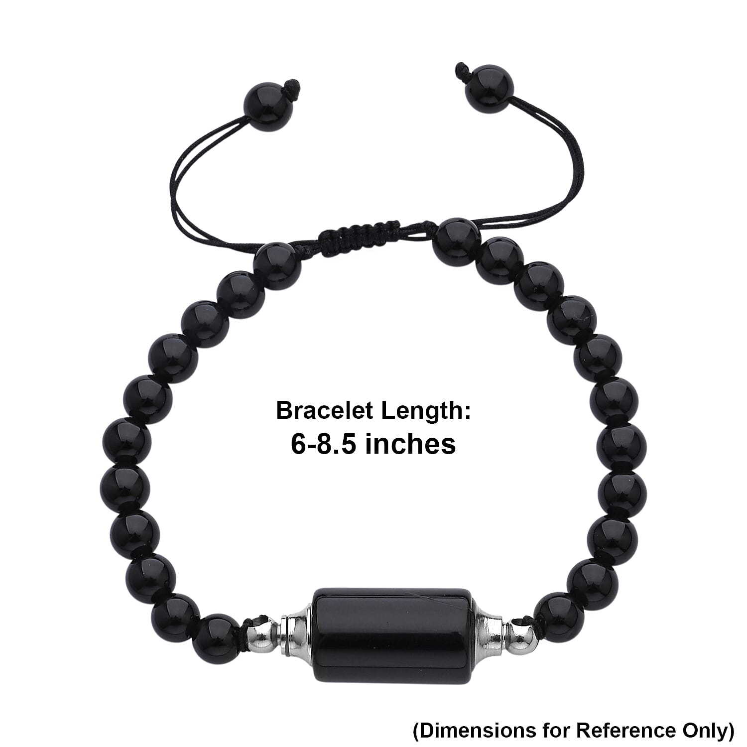 Black Obsidian 70.00 ctw Beaded Bracelet in Silvertone (6-8.5In)