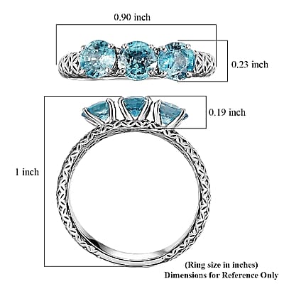AAA Cambodian Blue Zircon 3.15 ctw Ring in 950 Palladium (Size 7.0)