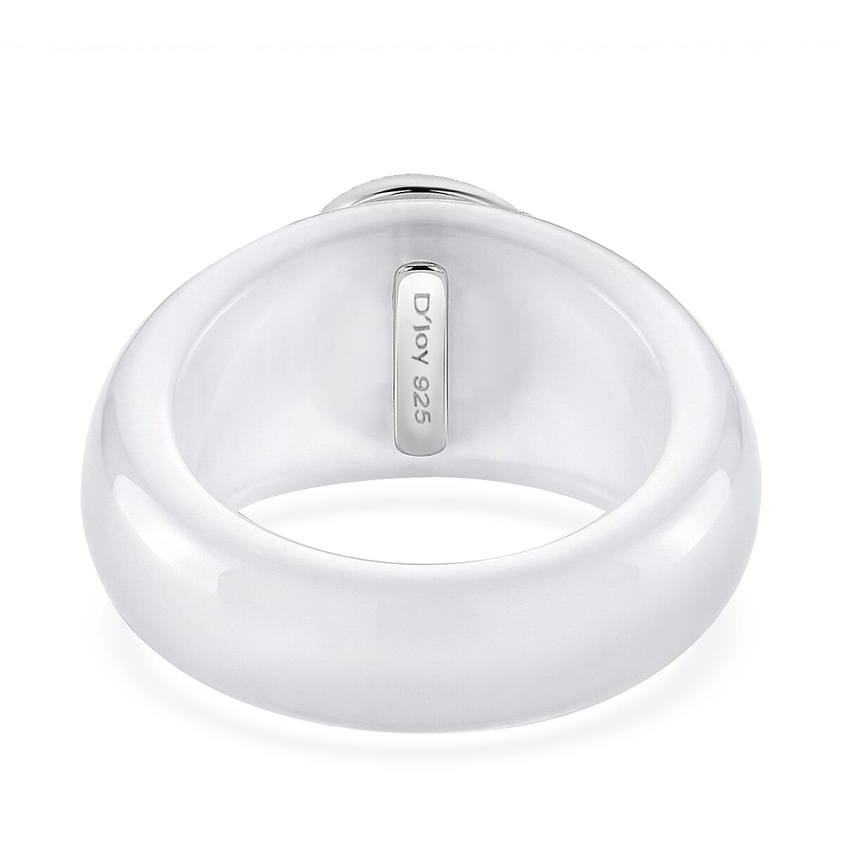 D'Joy Tanzanite, White Jade(D) and Moissanite 28.35 ctw Victorian Era Halo Ring in Rhodium Over Sterling Silver (Size 11.0)
