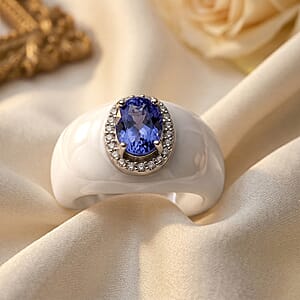 D'Joy Tanzanite and Multi Gemstone 28.35 ctw Ring in Rhodium Over Sterling Silver (Size 8.0)