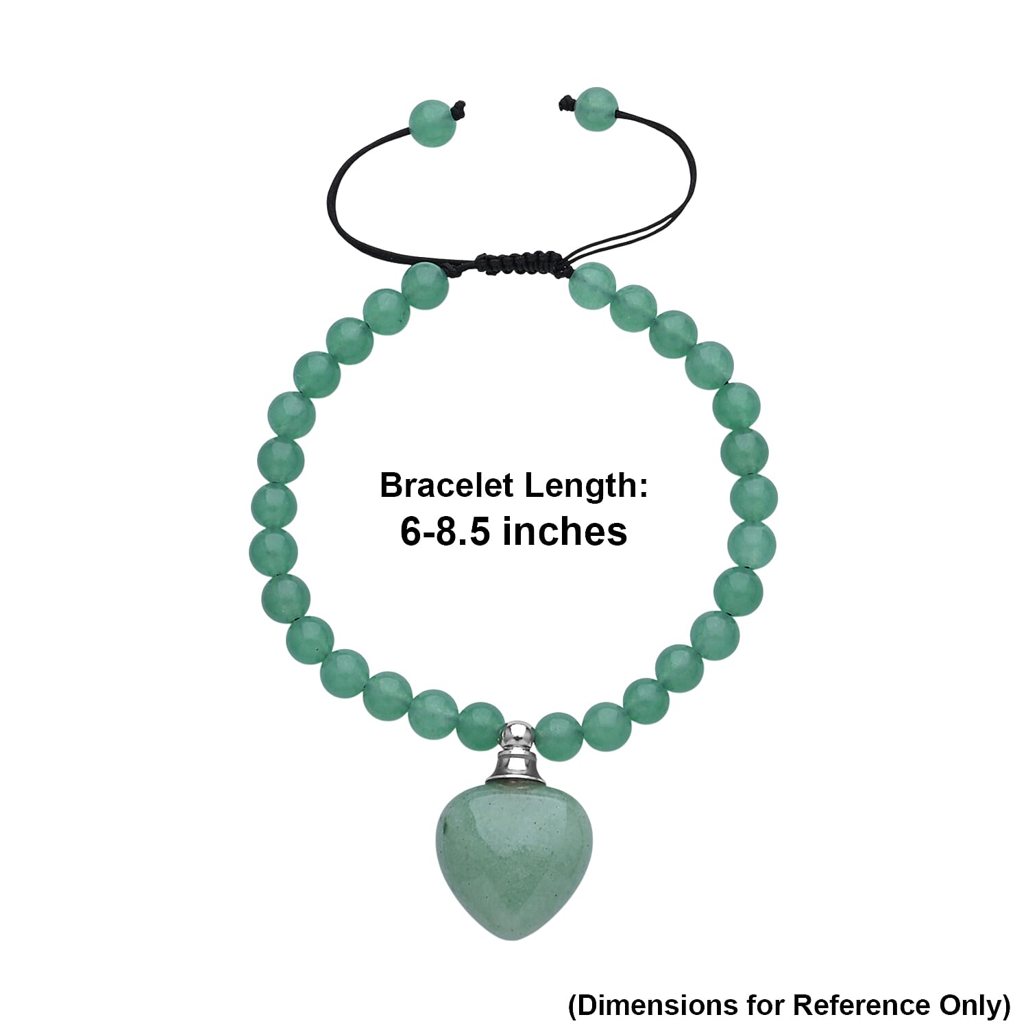 Green Aventurine 70.00 ctw Beaded Heart Bracelet in Silvertone (6-8.5In)