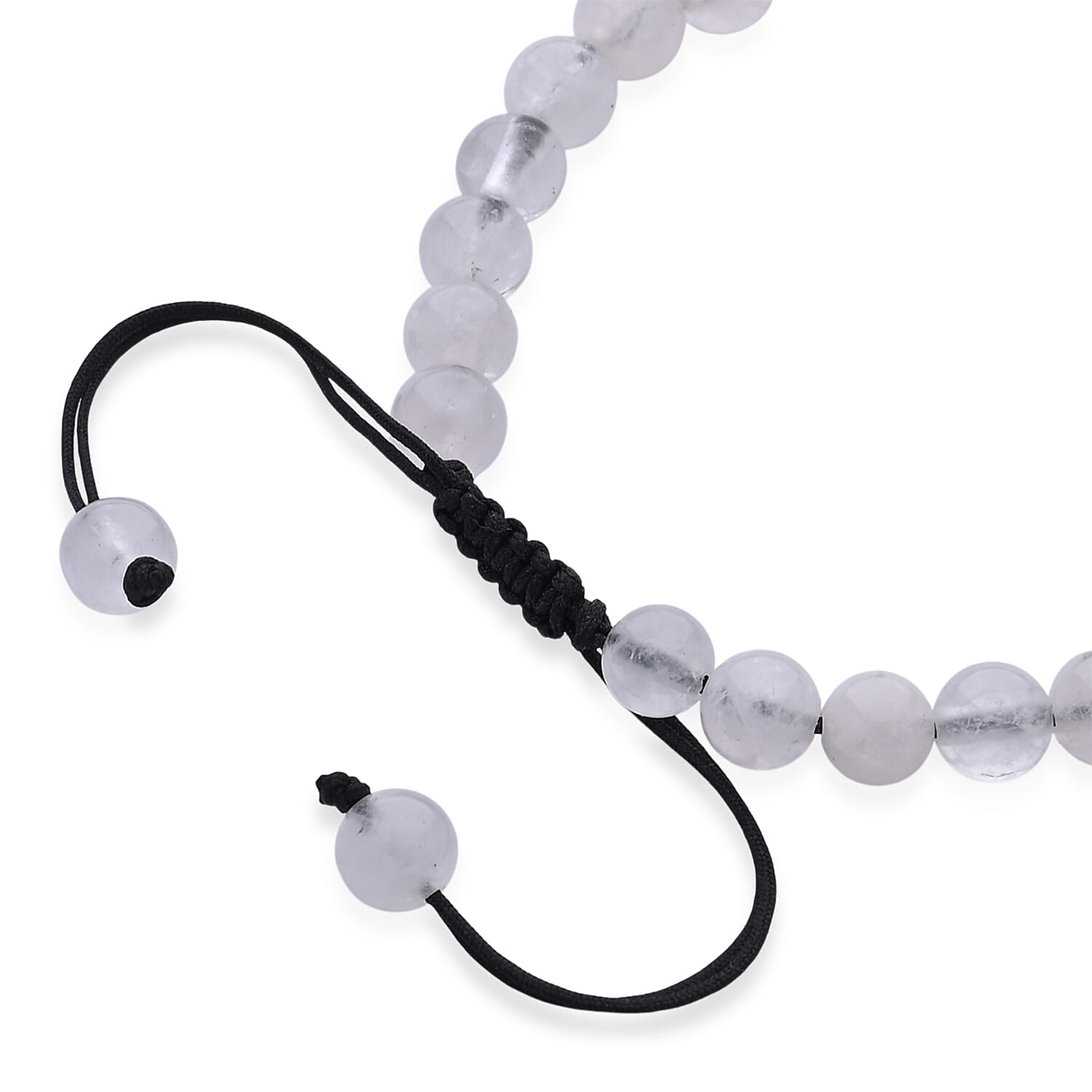 White Crystal Quartz 70.00 ctw Beaded Heart Bracelet in Silvertone (6-8.5In)