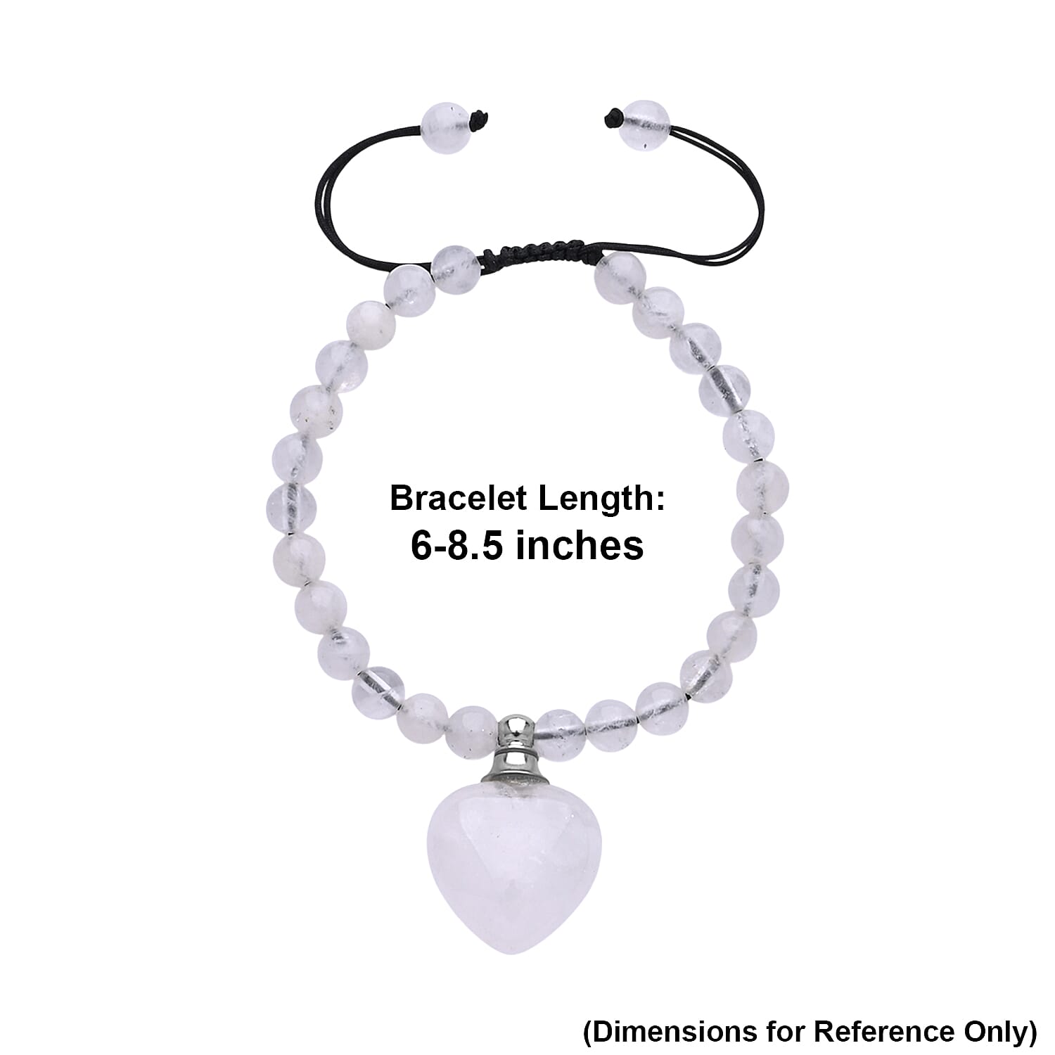White Crystal Quartz 70.00 ctw Beaded Heart Bracelet in Silvertone (6-8.5In)