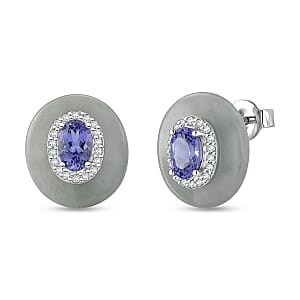 D'Joy Tanzanite and Multi Gemstone 8.70 ctw Earrings in Rhodium Over Sterling Silver