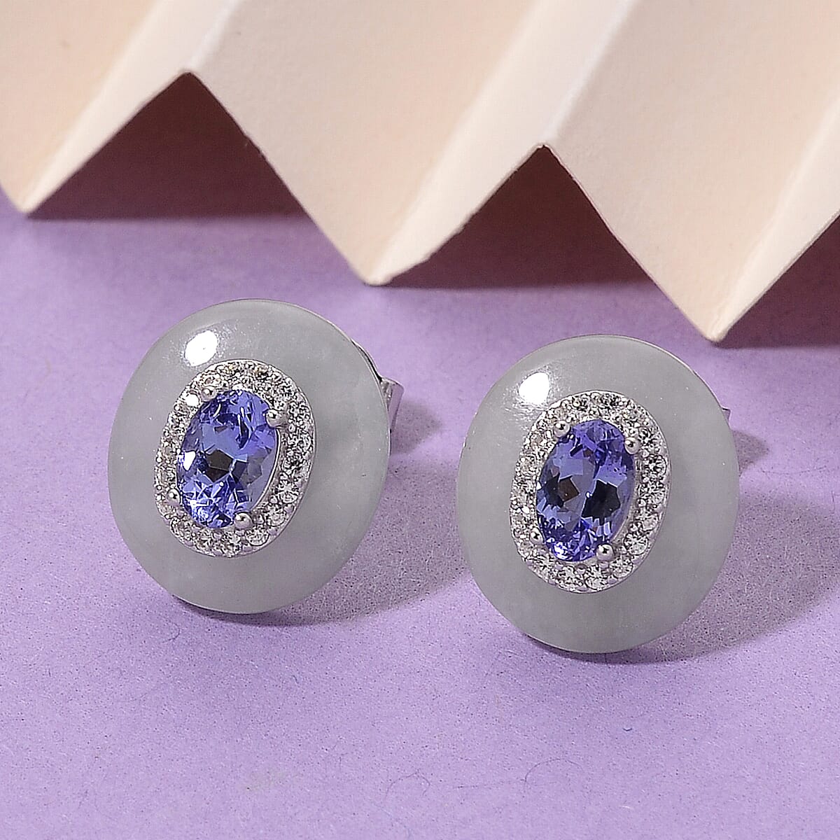 D'Joy Tanzanite and Multi Gemstone 8.70 ctw Earrings in Rhodium Over Sterling Silver image number 1