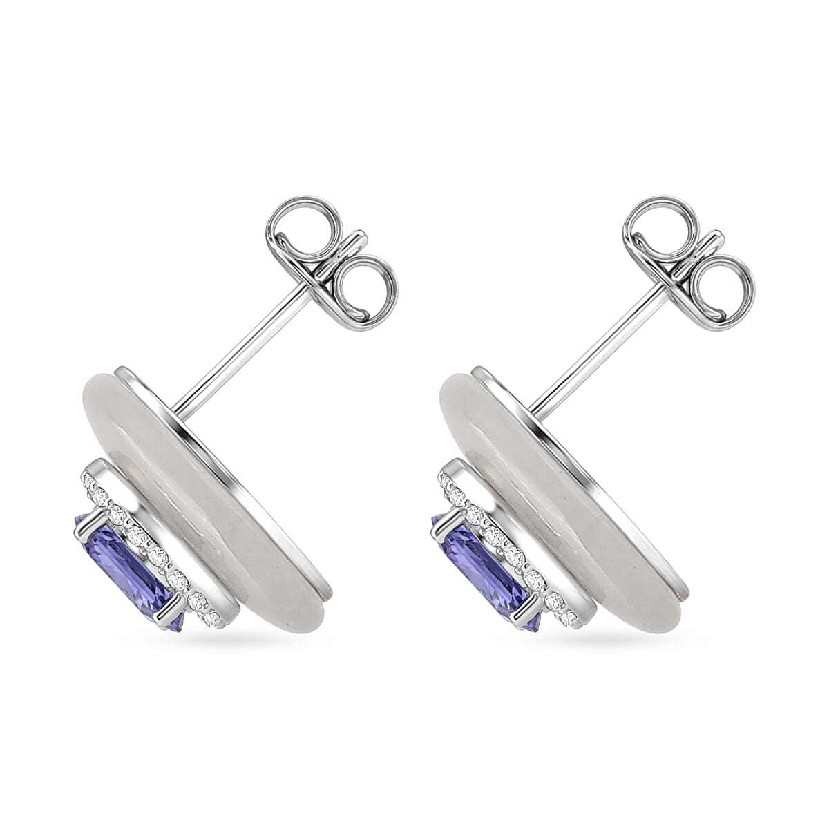 D'Joy Tanzanite and Multi Gemstone 8.70 ctw Earrings in Rhodium Over Sterling Silver image number 3