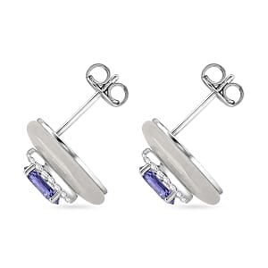 D'Joy Tanzanite and Multi Gemstone 8.70 ctw Earrings in Rhodium Over Sterling Silver