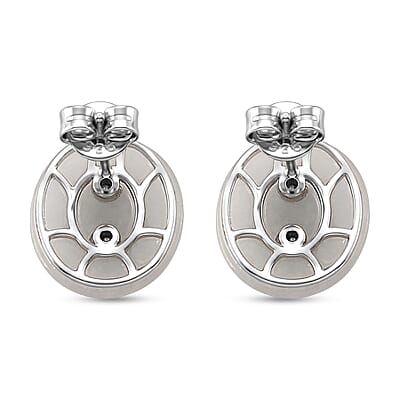 D'Joy Tanzanite, White Jade (D) and Moissanite 8.70 ctw Victorian Era Halo Earrings in Rhodium Over Sterling Silver