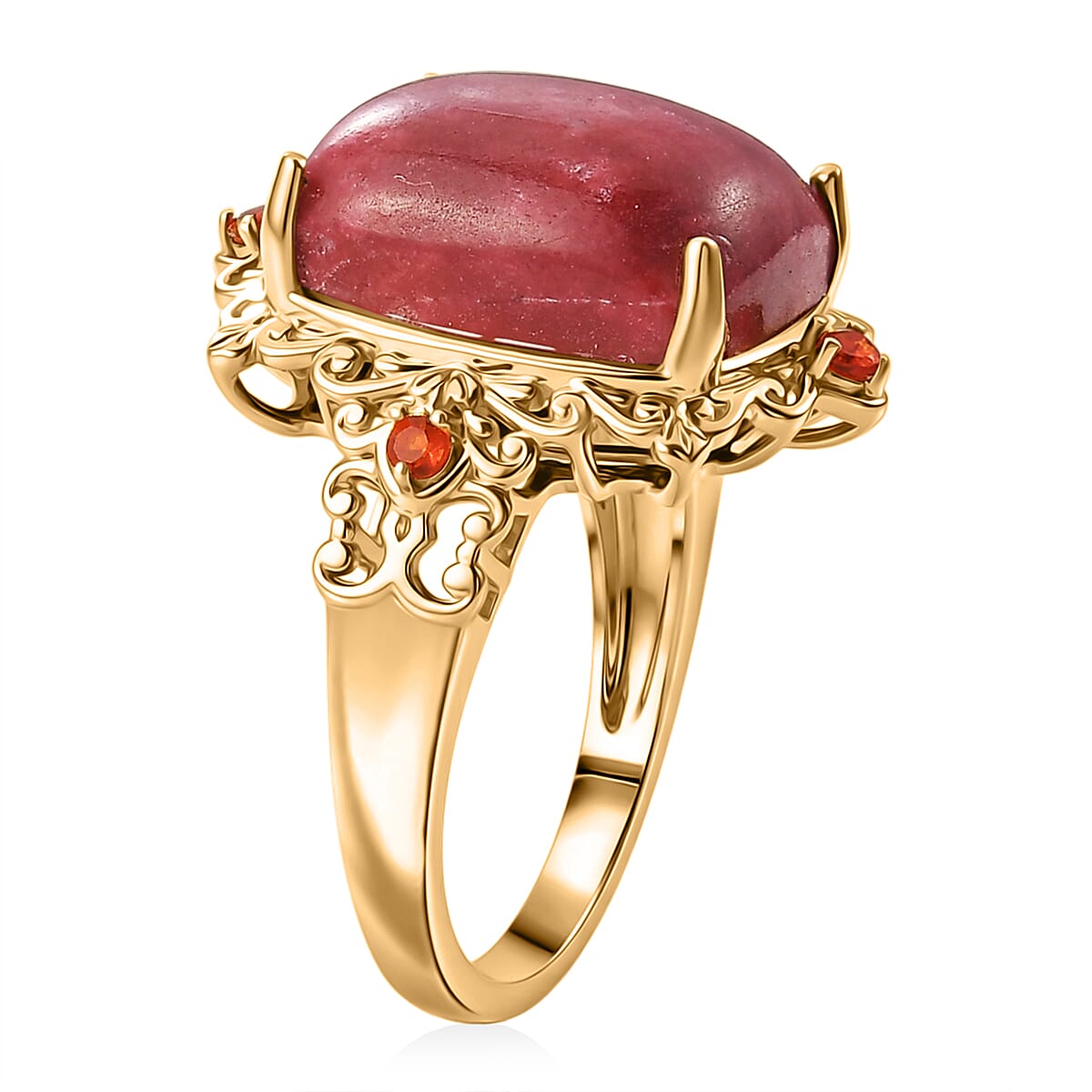 EverTrue Premium Norwegian Thulite, Jalisco Fire Opal Victorian Blush Ring in 18K YG Plated (Size 9.0) 14.00 ctw image number 3