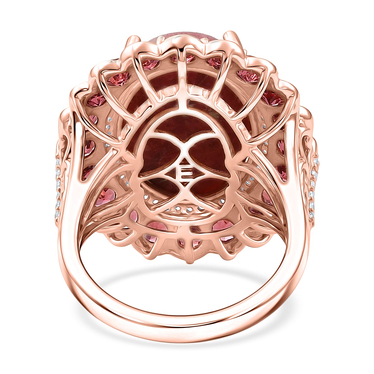 EverTrue Premium Norwegian Thulite and Multi Gemstone 19.50 ctw Velvet Blossom Glow Ring in 18K RG Plated (Size 10.0) (Ships in 10-12 Days)