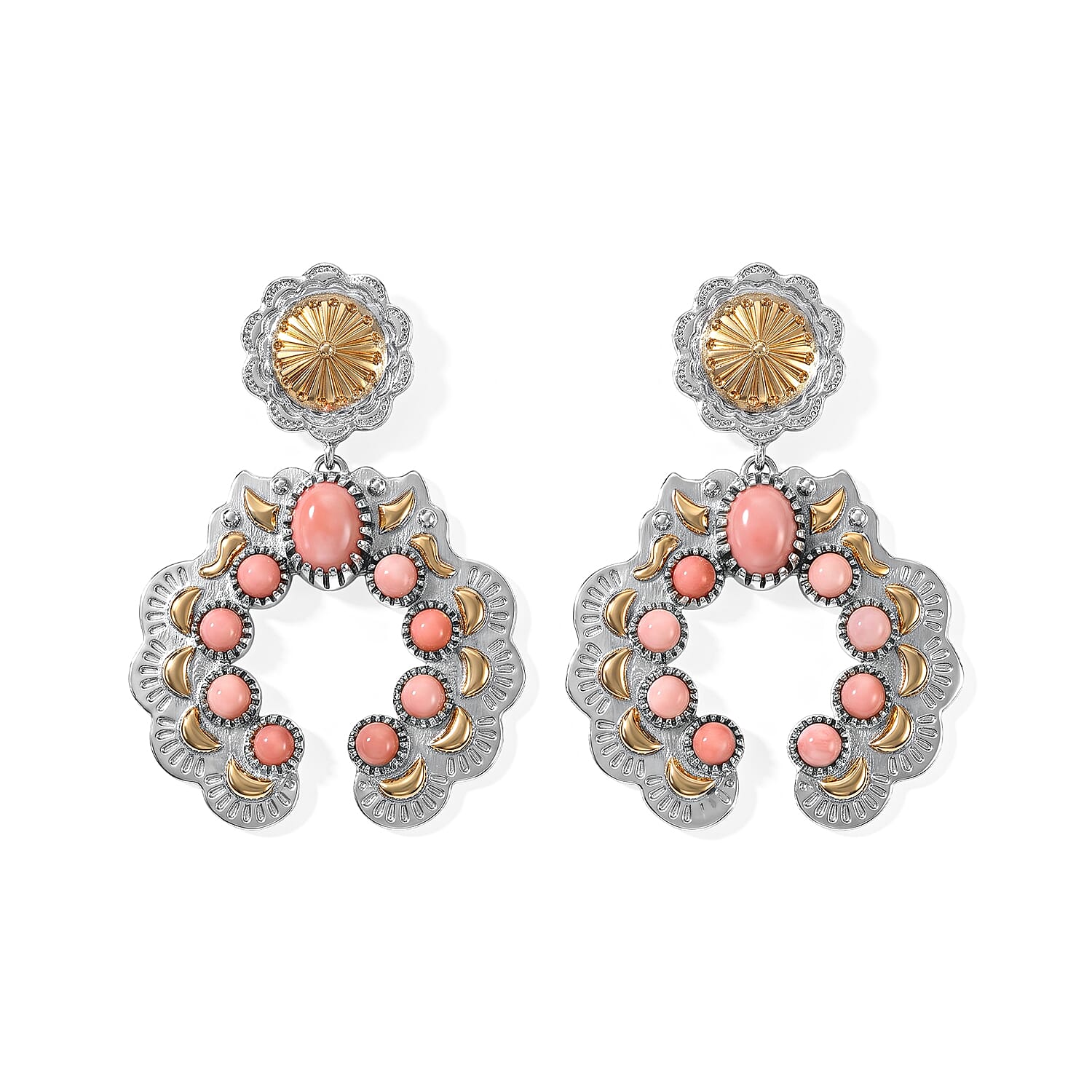 EverTrue Oregon Peach Opal 3.15 ctw Earrings in 18K YG Plated and Platinum Bond