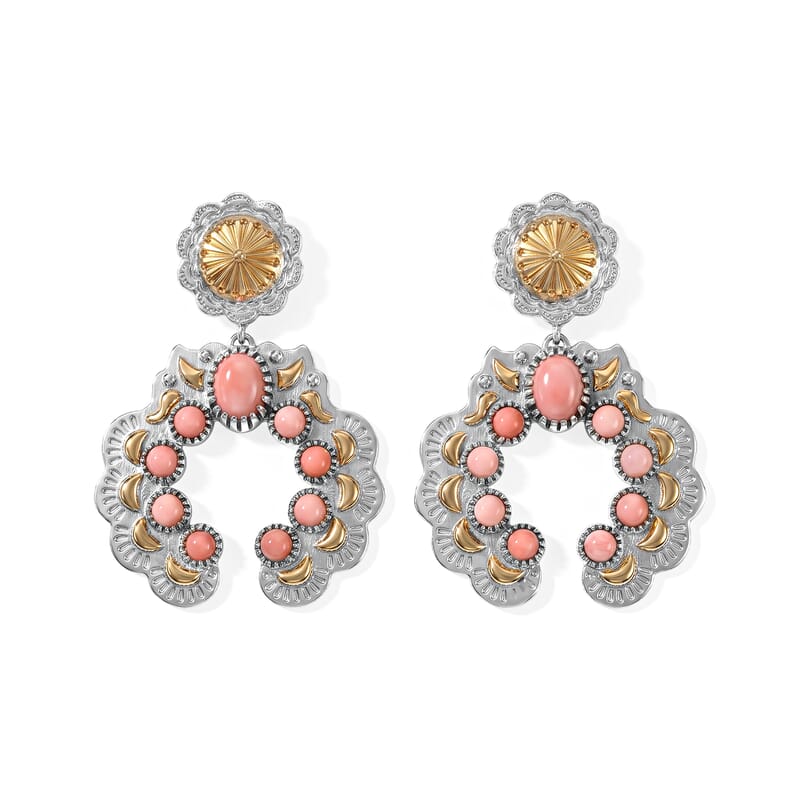 EverTrue Oregon Peach Opal 3.15 ctw Earrings in 18K YG Plated and Platinum Bond