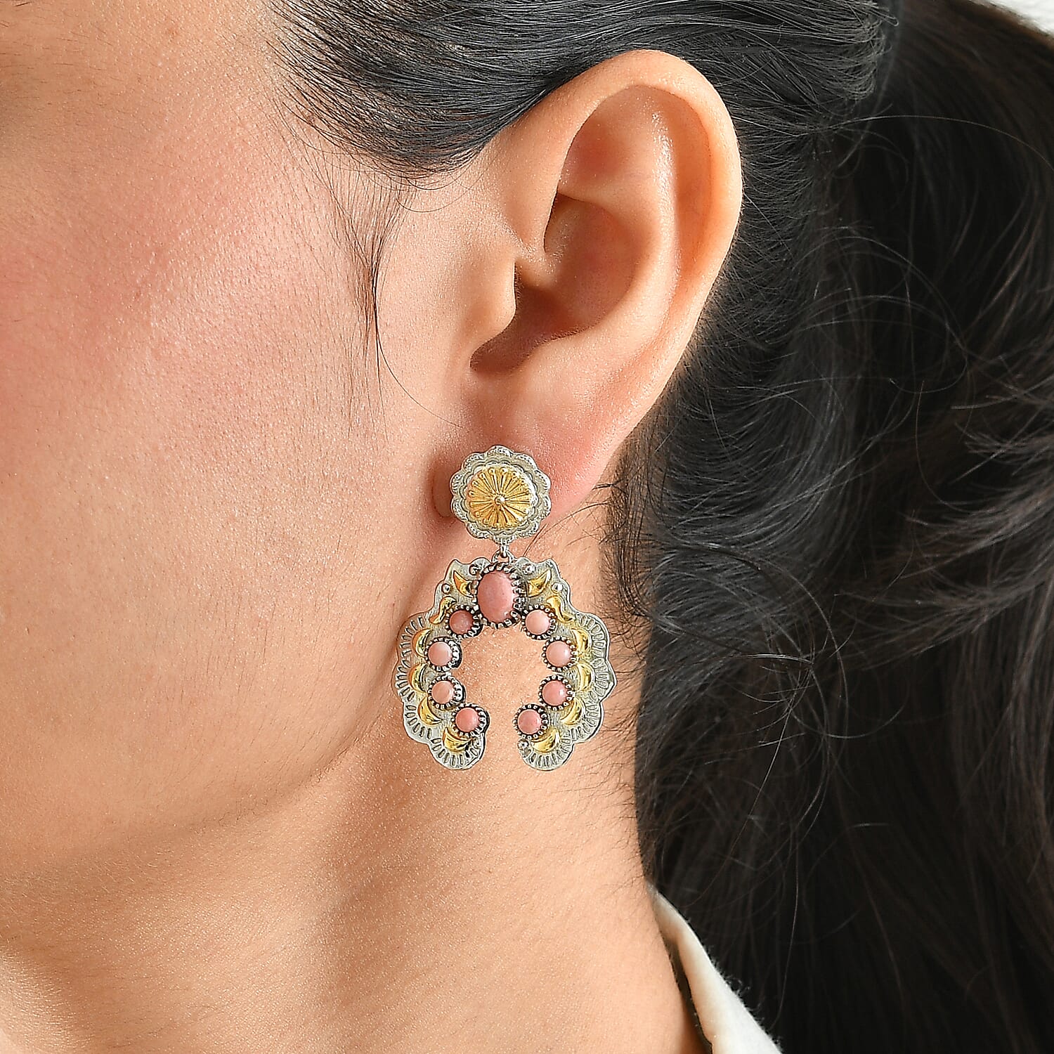 EverTrue Oregon Peach Opal 3.15 ctw Earrings in 18K YG Plated and Platinum Bond