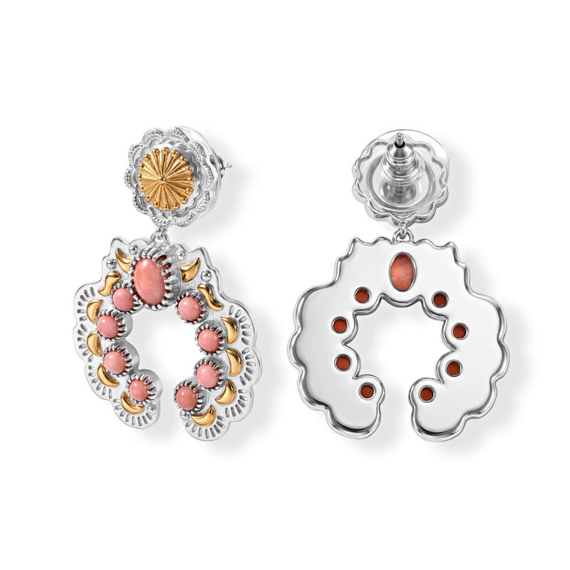 EverTrue Oregon Peach Opal 3.15 ctw Earrings in 18K YG Plated and Platinum Bond