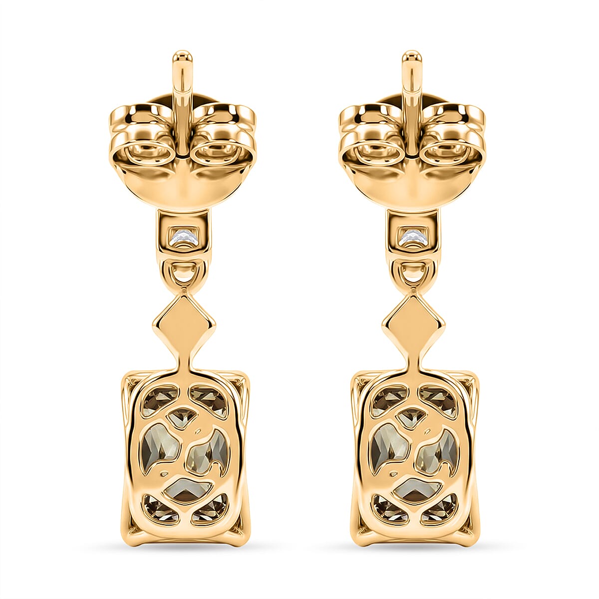 Certified & Appraised Luxoro AAA Turkizite and Diamond I2 2.55 ctw Earrings in 10K Yellow Gold image number 4