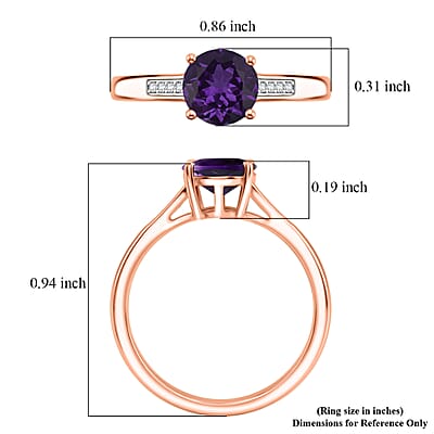 D'Joy Lusaka Amethyst and White Zircon 1.40 ctw Ring in 18K Vermeil Rose Gold Over Sterling Silver (Size 10.5)