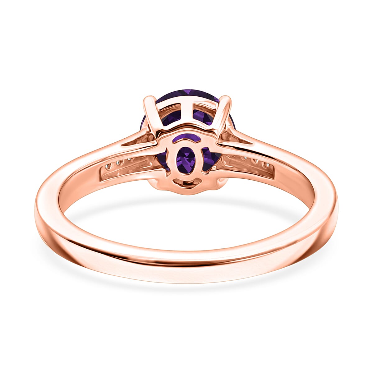 D'Joy Lusaka Amethyst and White Zircon 1.40 ctw Ring in 18K Vermeil Rose Gold Over Sterling Silver (Size 12.0) image number 4