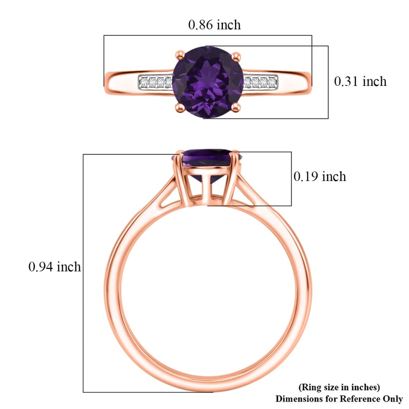 D'Joy Lusaka Amethyst and White Zircon 1.40 ctw Ring in 18K Vermeil Rose Gold Over Sterling Silver (Size 4.0)