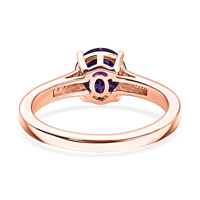 D'Joy Lusaka Amethyst and White Zircon 1.40 ctw Ring in 18K Vermeil Rose Gold Over Sterling Silver (Size 7.5)