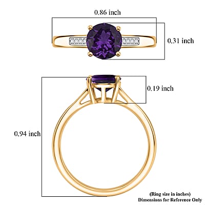 D'Joy Lusaka Amethyst and White Zircon 1.40 ctw Ring in 18K Vermeil Yellow Gold Over Sterling Silver (Size 11.0)