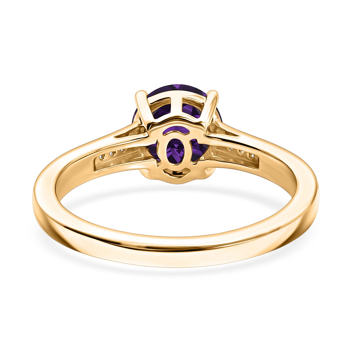 D'Joy Lusaka Amethyst and White Zircon 1.40 ctw Ring in 18K Vermeil Yellow Gold Over Sterling Silver (Size 4.5) image number 4