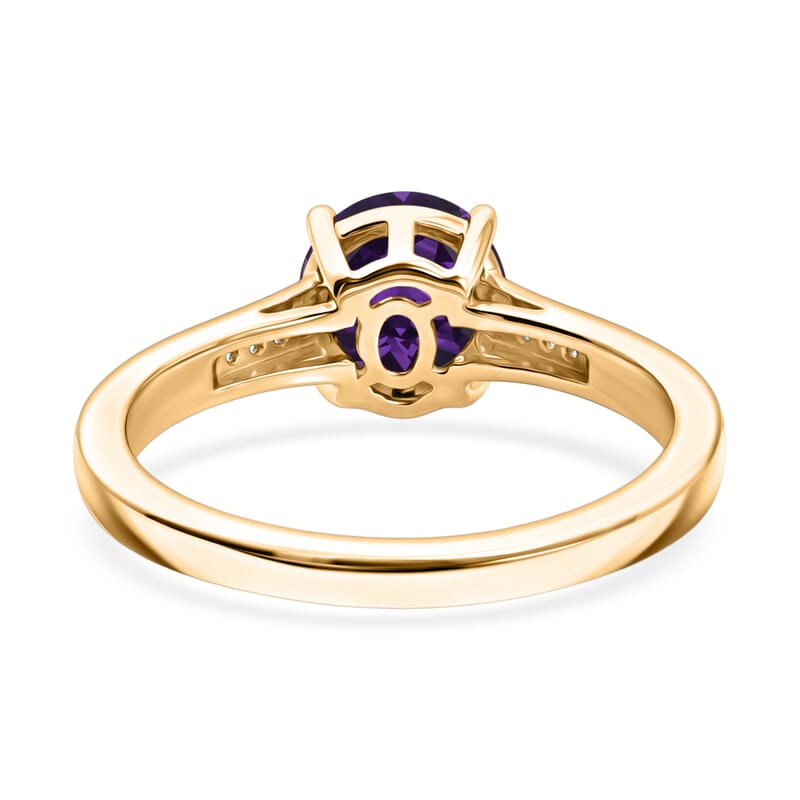 D'Joy Lusaka Amethyst and White Zircon 1.40 ctw Ring in 18K Vermeil Yellow Gold Over Sterling Silver (Size 6.0)