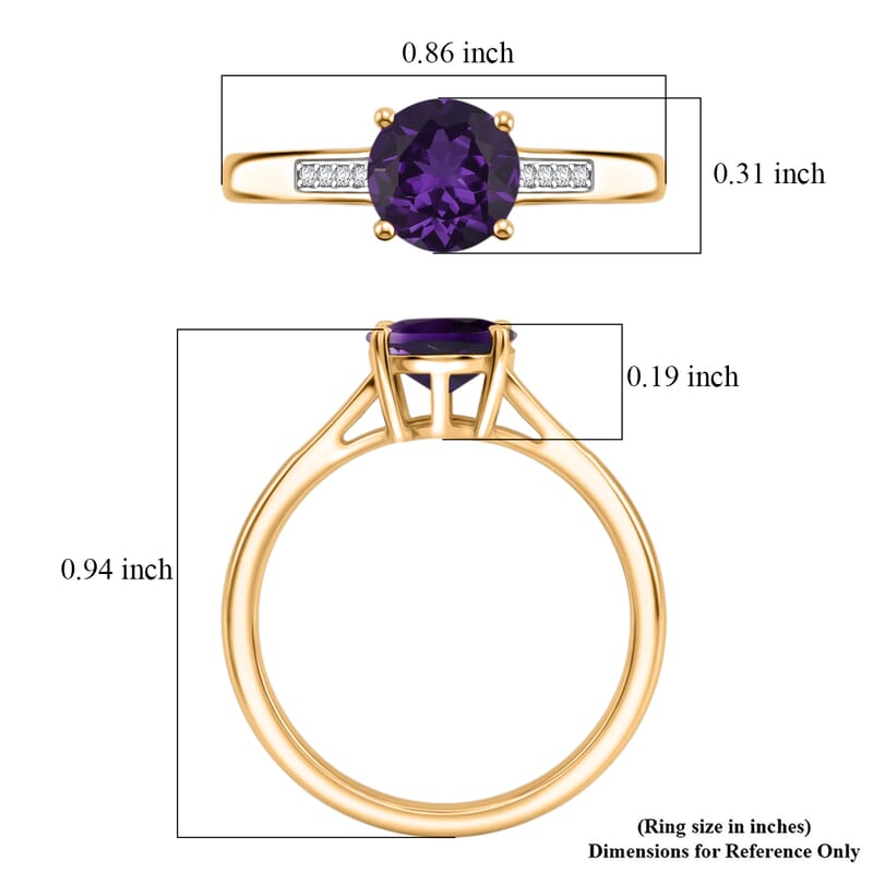 D'Joy Lusaka Amethyst and White Zircon 1.40 ctw Ring in 18K Vermeil Yellow Gold Over Sterling Silver (Size 6.0)