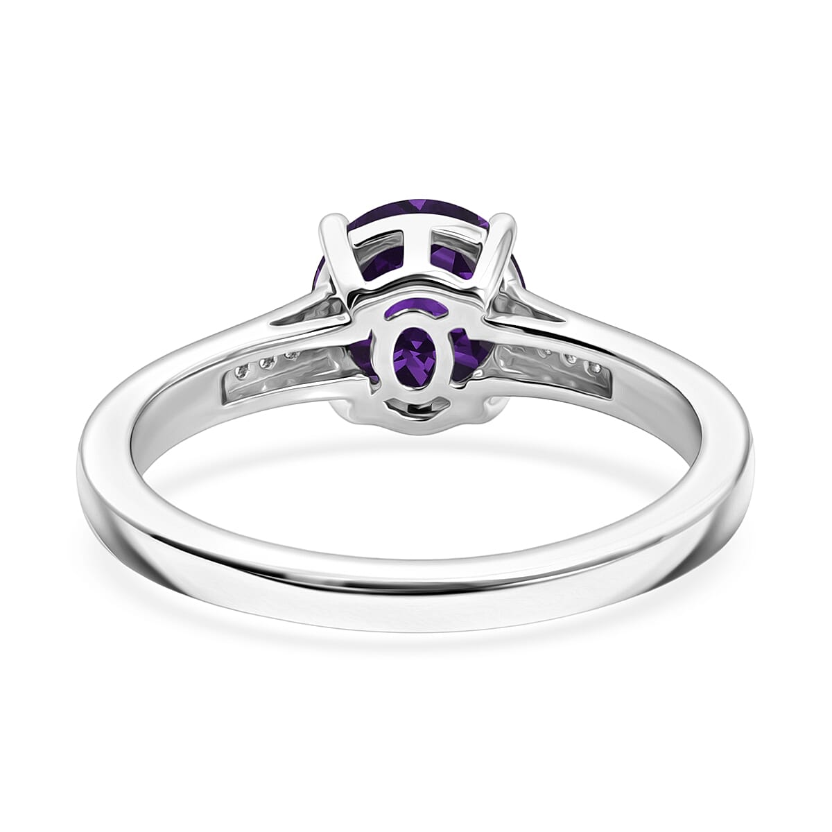 D'Joy Lusaka Amethyst and White Zircon 1.40 ctw Ring in Rhodium Over Sterling Silver (Size 11.5) image number 4