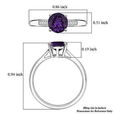 D'Joy Lusaka Amethyst and White Zircon 1.40 ctw Ring in Rhodium Over Sterling Silver (Size 8.0)