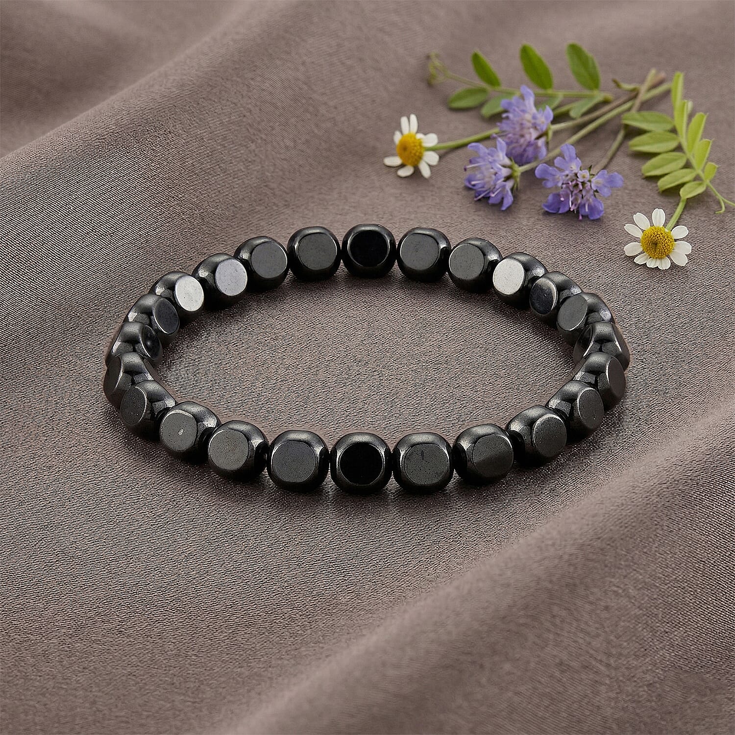 Hematite 120.00 ctw Stretch Bracelet (6.5-7In)