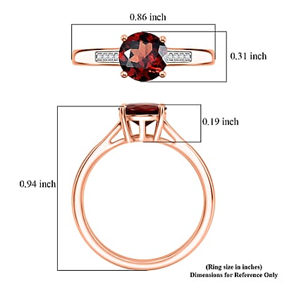 D'Joy Mozambique Garnet and White Zircon 1.10 ctw Ring in 18K Vermeil Rose Gold Over Sterling Silver (Size 10.0)