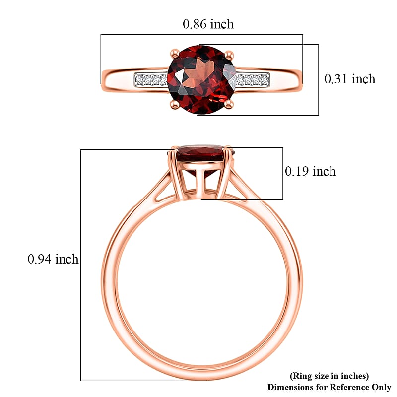 D'Joy Mozambique Garnet and White Zircon 1.10 ctw Ring in 18K Vermeil Rose Gold Over Sterling Silver (Size 10.0)