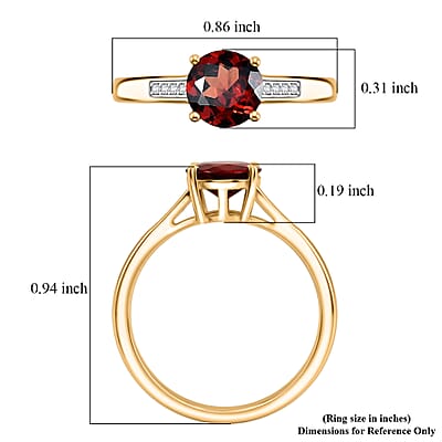 D'Joy Mozambique Garnet and White Zircon 1.10 ctw Ring in 18K Vermeil Yellow Gold Over Sterling Silver (Size 4.5)