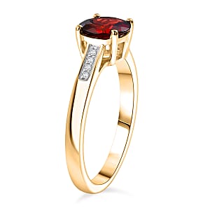 D'Joy Mozambique Garnet and White Zircon 1.10 ctw Ring in 18K Vermeil Yellow Gold Over Sterling Silver (Size 9.0)