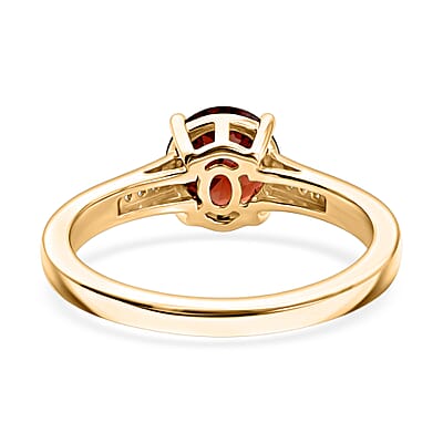D'Joy Mozambique Garnet and White Zircon 1.10 ctw Ring in 18K Vermeil Yellow Gold Over Sterling Silver (Size 9.5)