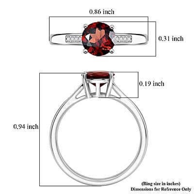 D'Joy Mozambique Garnet and White Zircon 1.10 ctw Ring in Rhodium Over Sterling Silver (Size 8.0)